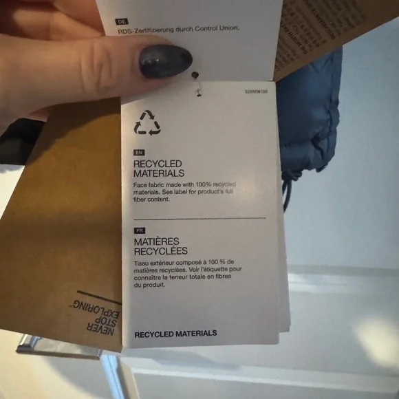 NWT North Face Retro Nuptse Jacket with Packable Hood (rolled under collar) - Picture 6 of 7